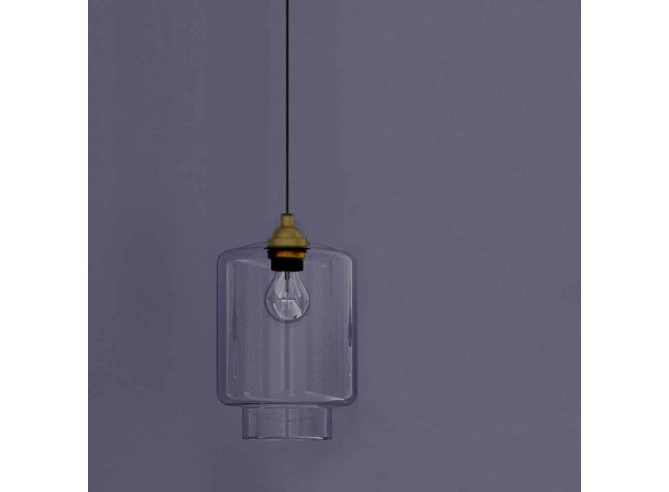 Lámpara Suspendida de Diseño en Metal y Vidrio Transparente Made in Italy - Clizia Viadurini