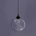 Lámpara Suspendida de Diseño en Metal y Vidrio Transparente Made in Italy - Clizia Viadurini