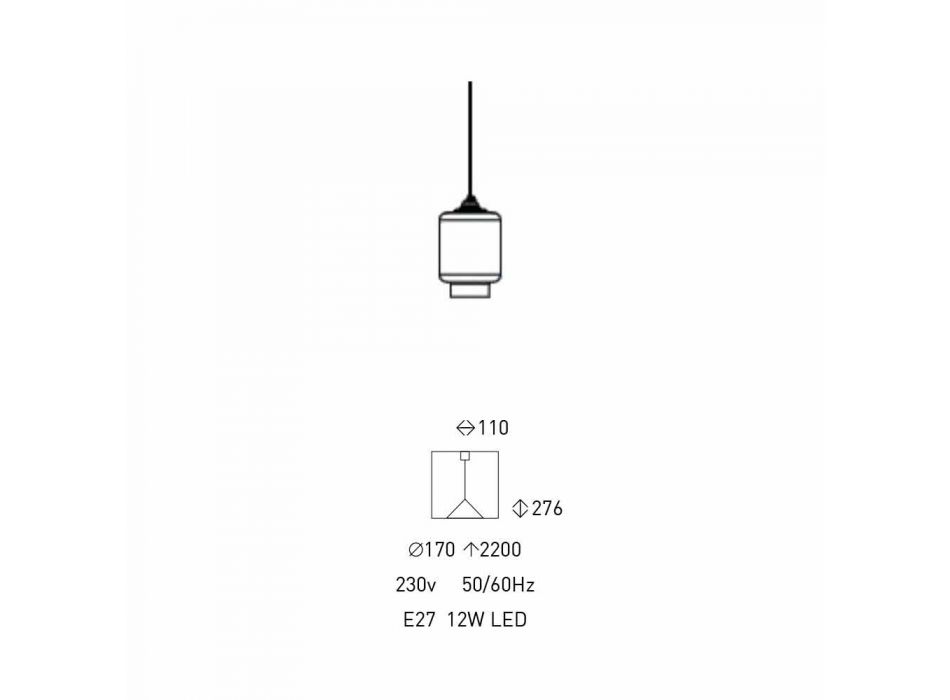 Lámpara Suspendida de Diseño en Metal y Vidrio Transparente Made in Italy - Clizia Viadurini