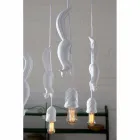 Lámpara colgante de cerámica blanca mate con ardilla y bellota - Ardilla Viadurini