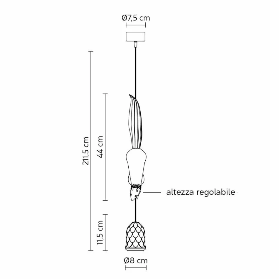 Lámpara colgante de cerámica blanca mate con ardilla y bellota - Ardilla Viadurini