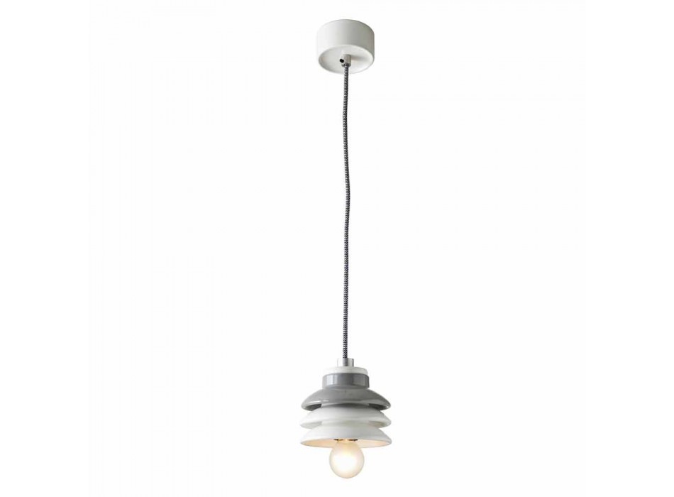Lámpara de suspensión en cerámica y aluminio moderno fabricada en Italia Asia. Viadurini