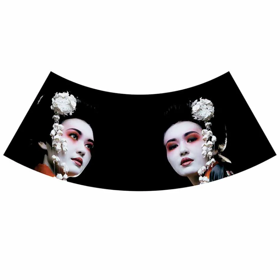 Lámpara Suspendida en Lino Antracita con Impresión de Diseño Interno 2 Tamaños - Bramosia Viadurini