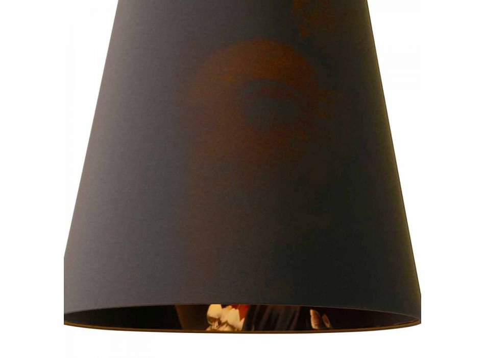 Lámpara Suspendida en Lino Antracita con Impresión de Diseño Interno 2 Tamaños - Bramosia Viadurini