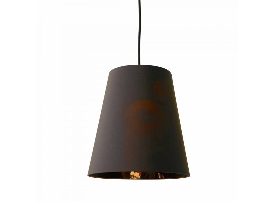 Lámpara Suspendida en Lino Antracita con Impresión de Diseño Interno 2 Tamaños - Bramosia Viadurini