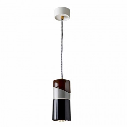 Lámpara de suspensión en latón y cerámica de colores modernos hecha en Italia Asia. Viadurini