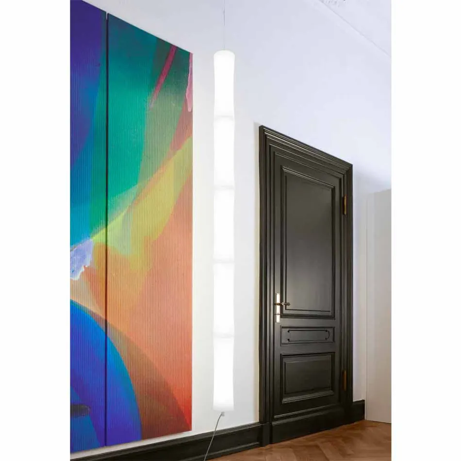 Lámpara Suspendida en Polietileno Blanco y Metal Made in Italy - Asturias Viadurini