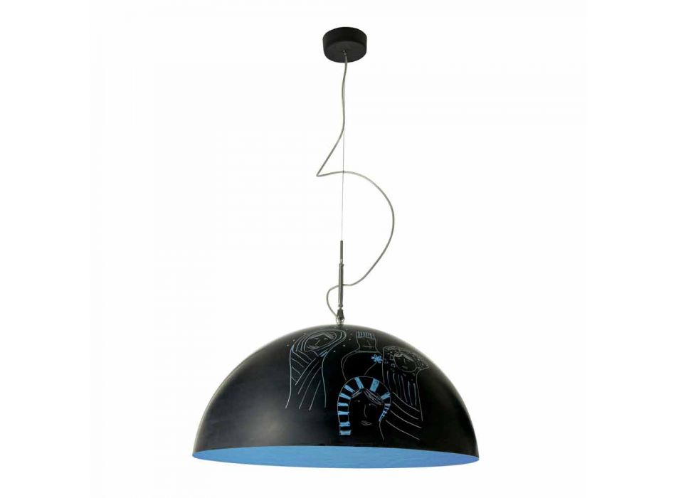 Lámpara de suspensión en resina In-es.artdesign Half Moon Modern pizarra Viadurini