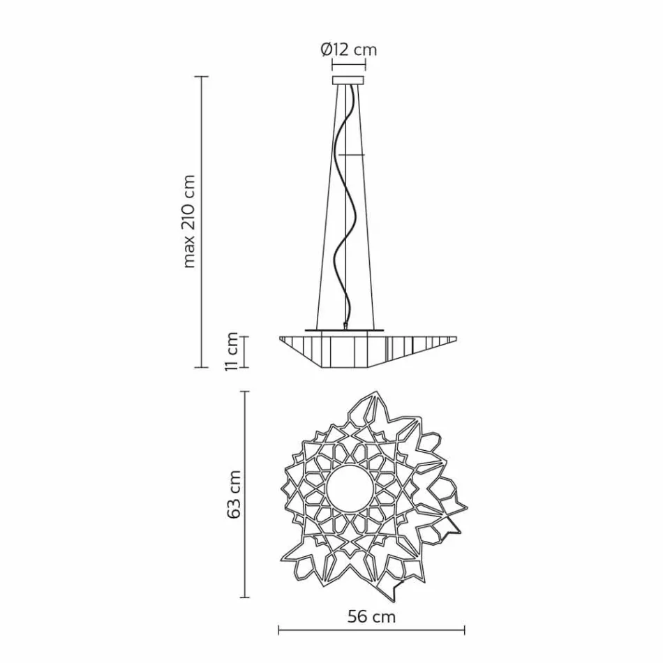 Lámpara Suspendida en Tecnopolímero Diseño Blanco o Dorado 2 Dimensiones - Catedral Viadurini