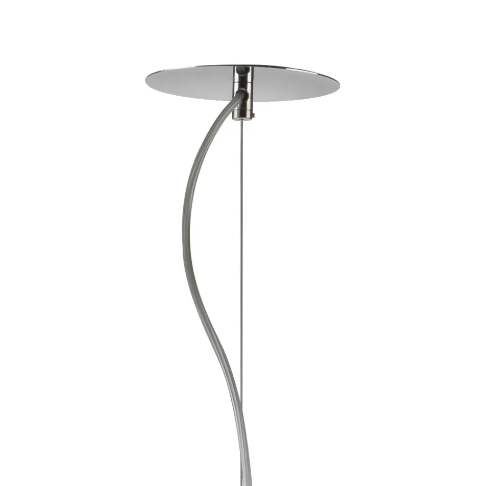 Lámpara colgante de cristal veneciano y metal cromado, fabricada en Italia - Calima Viadurini