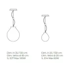 Lámpara colgante de vidrio veneciano soplado a mano - Globo Viadurini