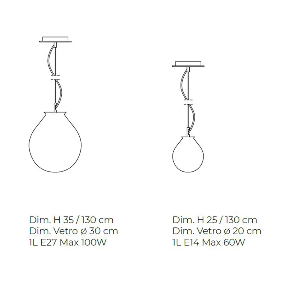 Lámpara colgante de vidrio veneciano soplado a mano - Globo Viadurini