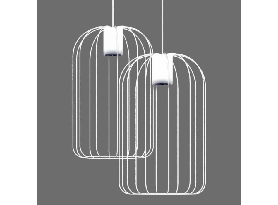 Lámpara colgante moderna con estructura de alambre metálico Made in Italy - Cage Viadurini
