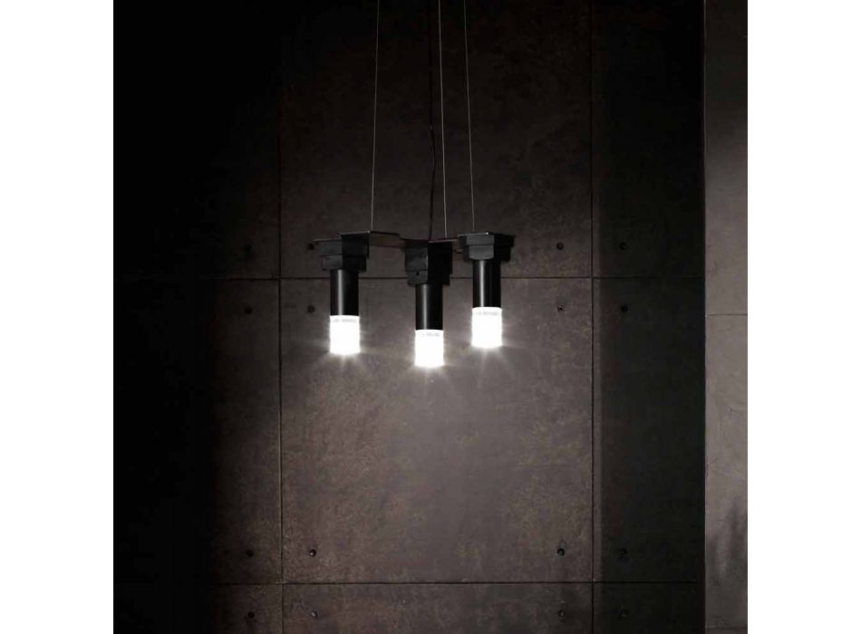 Lámpara colgante moderna en metal negro mate y plexiglás Made in Italy - Dalbo Viadurini