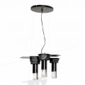Lámpara colgante moderna en metal negro mate y plexiglás Made in Italy - Dalbo