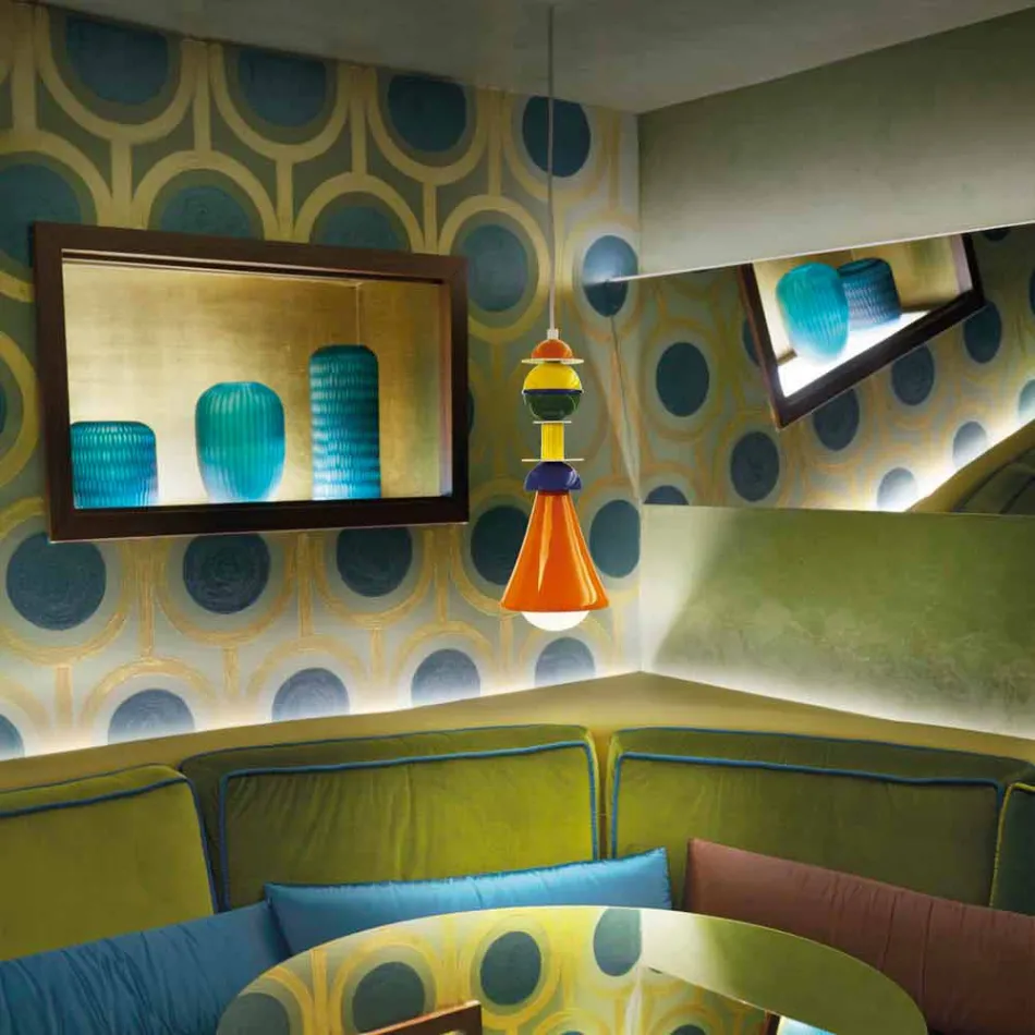 Lámpara colgante multicolor Slide Otello Colgante de aluminio hecho en Italia Viadurini