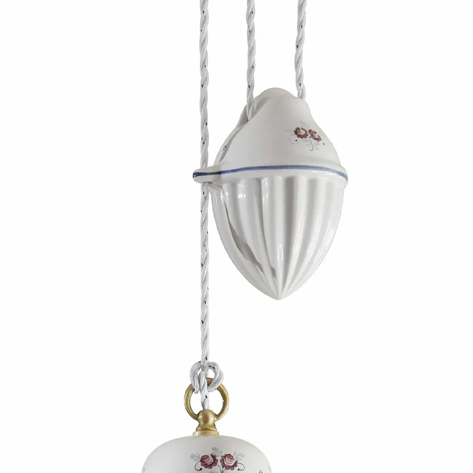 Lámpara suspendida artesanal de cerámica y hierro - Roma Viadurini