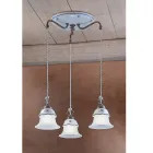 Lámpara colgante redonda en hierro, vidrio, cerámica pintada a mano - Ferrara Viadurini