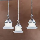 Lámpara colgante redonda en hierro, vidrio, cerámica pintada a mano - Ferrara Viadurini