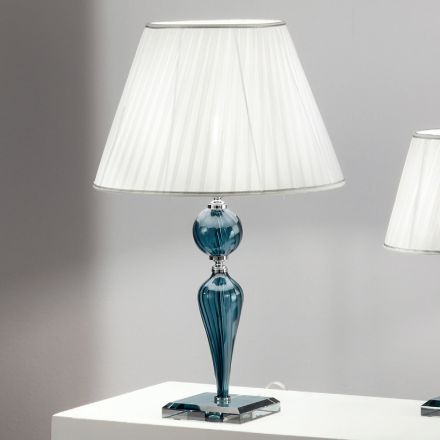 Lámpara de mesa clásica en vidrio Rigaton hecho a mano y metal - Fievole Viadurini