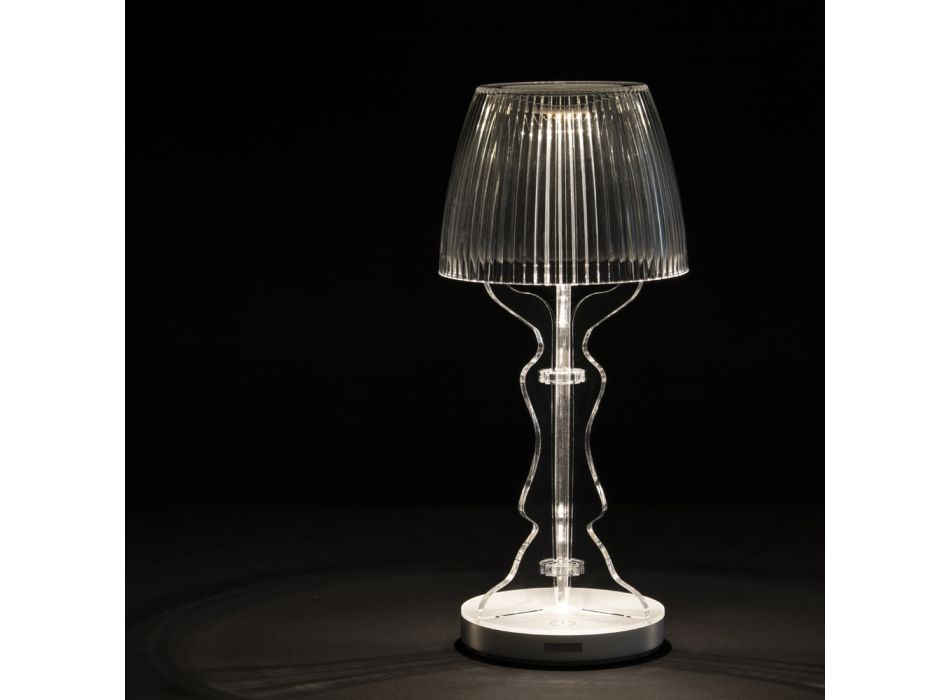 Lámpara de mesa de cristal acrílico con sombrero prismático de colores - Amiglia Viadurini