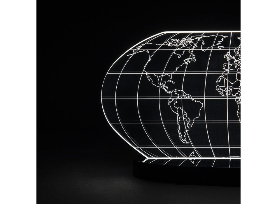 Lámpara de mesa Led Planisphere en cristal acrílico grabado con láser - Rihanna Viadurini