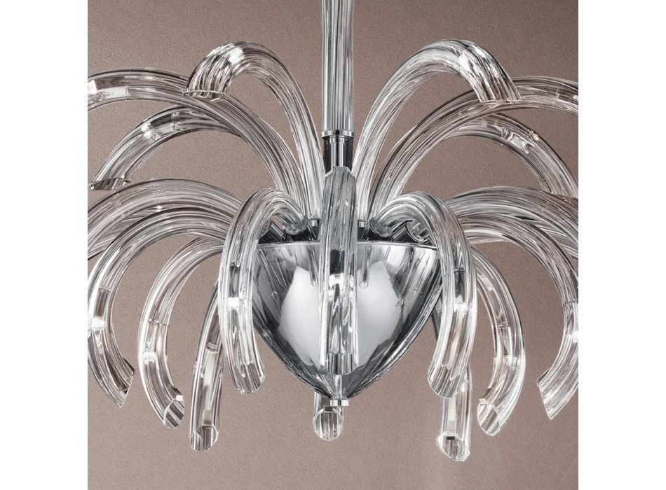 Lámpara de araña 21 luces en vidrio veneciano artesanal y metal - Jason Viadurini