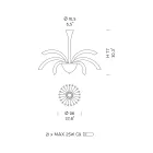 Lámpara de araña 21 luces en vidrio veneciano artesanal y metal - Jason Viadurini