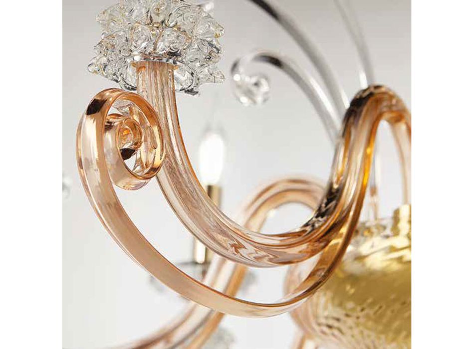 Araña de 24 luces en vidrio soplado y cristal de lujo clásico - Cassea Viadurini