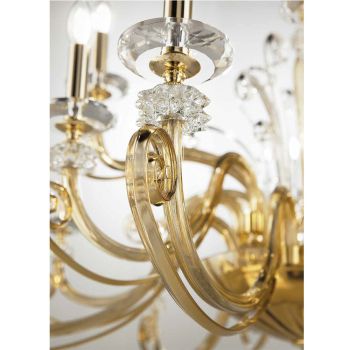 Araña de 24 luces en vidrio soplado y cristal de lujo clásico - Cassea