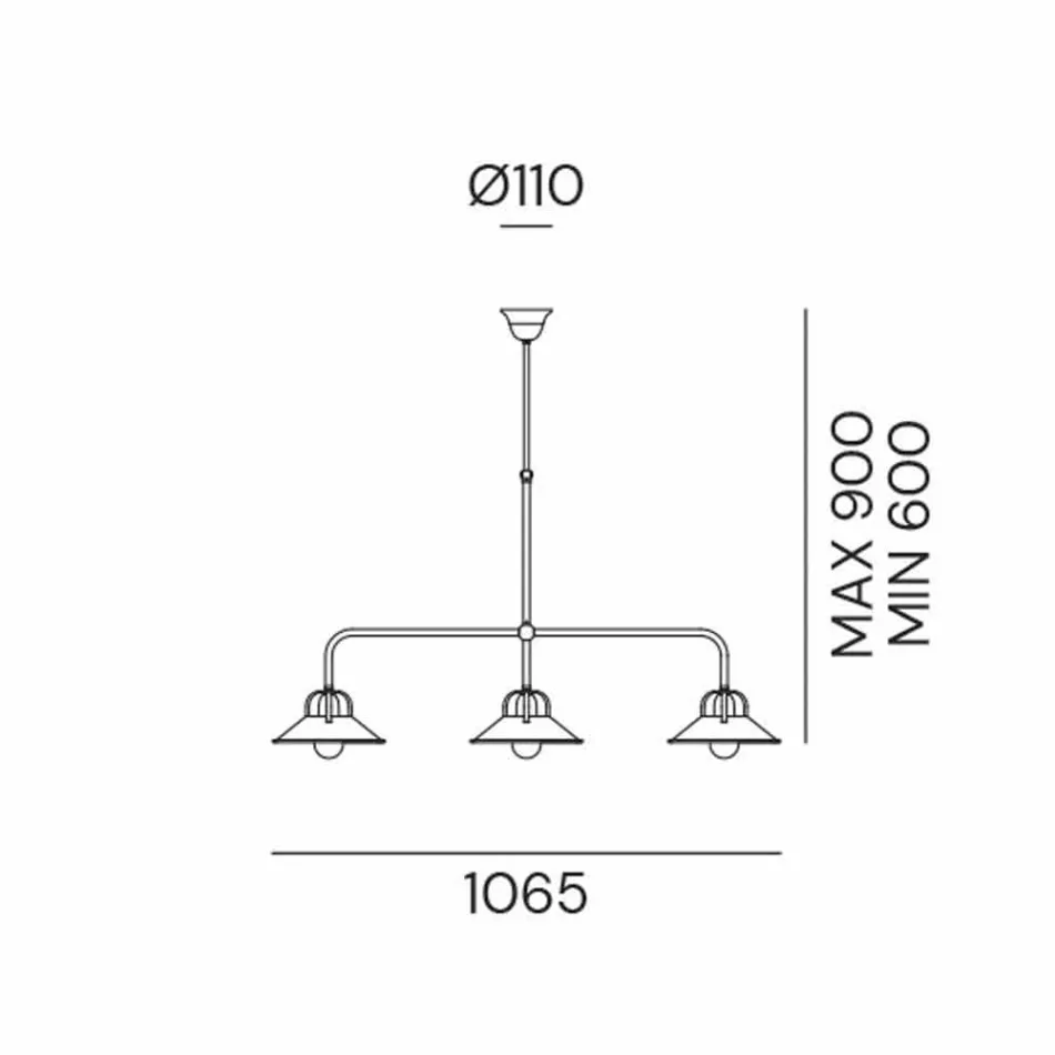 Lámpara de araña de 3 luces de latón con diseño vintage Made in Italy - Cascina de Il Fanale Viadurini