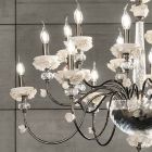 Lámpara de araña clásica de 30 luces en porcelana y vidrio soplado de lujo - Eteria Viadurini