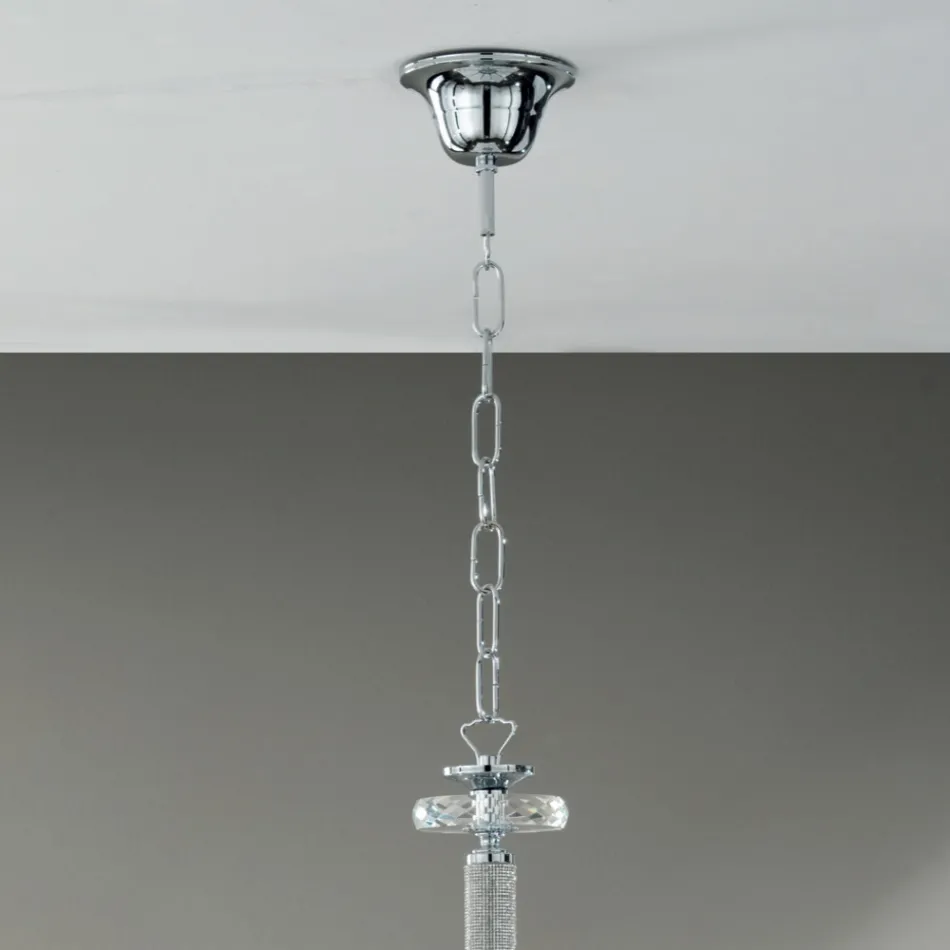 Araña 8 Luces Clásica Italiana Vidrio Artesanal Verde Azulado - Similo Viadurini