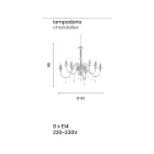 Araña 8 Luces Clásica Italiana Vidrio Artesanal Verde Azulado - Similo Viadurini