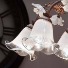 Araña de 8 luces en hierro y vidrio arenado con rosas de cerámica - Siena Viadurini