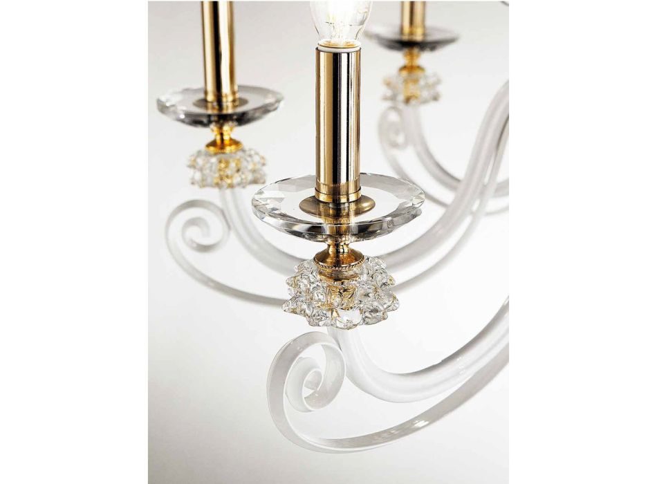 Araña de 8 luces en vidrio soplado y cristal de lujo clásico - Cassea