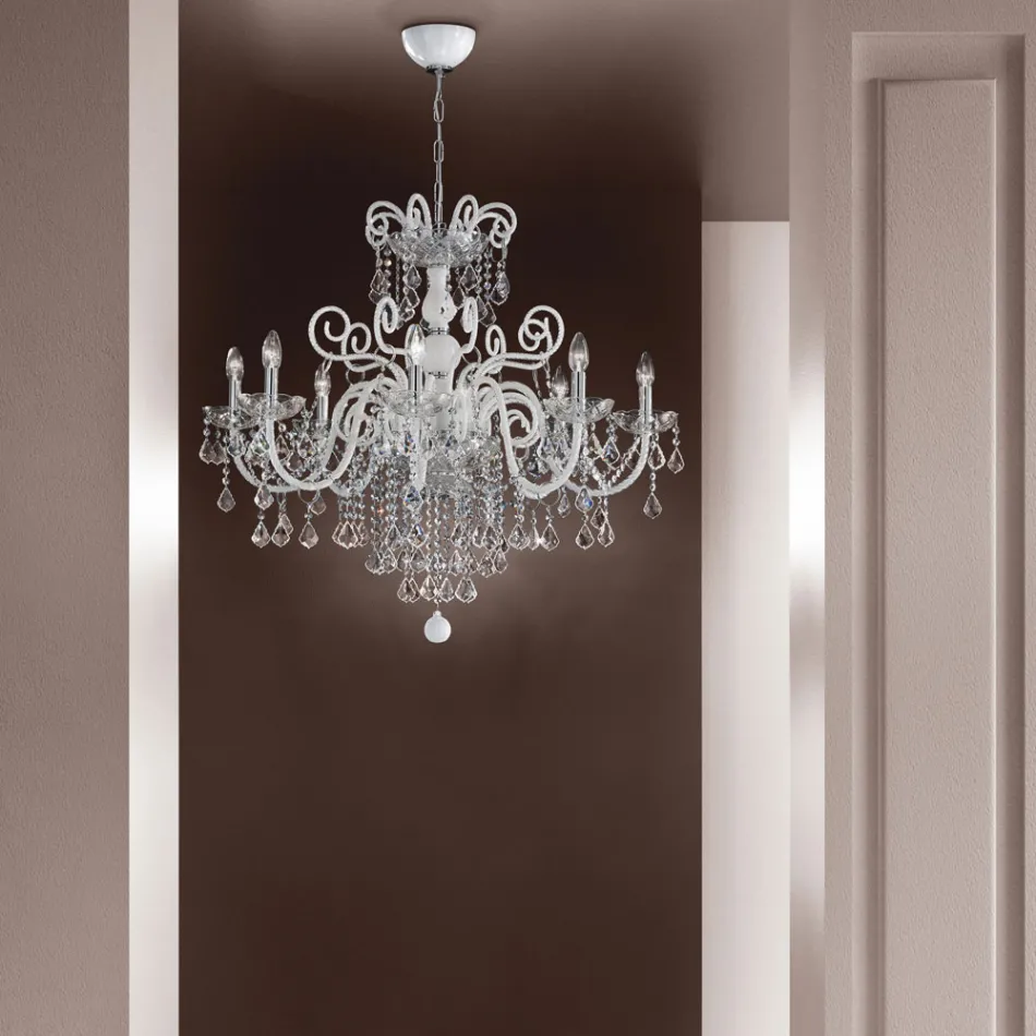 Araña de 8 luces en vidrio veneciano Made in Italy Classic - Florentino Viadurini