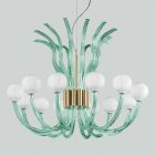 Lámpara de araña artesanal de vidrio con 12 luces de Venecia, Made in Italy - Antonietta Viadurini