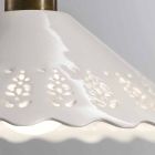 Lámpara de araña con 3 luces de latón y cerámica perforada - Fiordipizzo de Il Fanale Viadurini