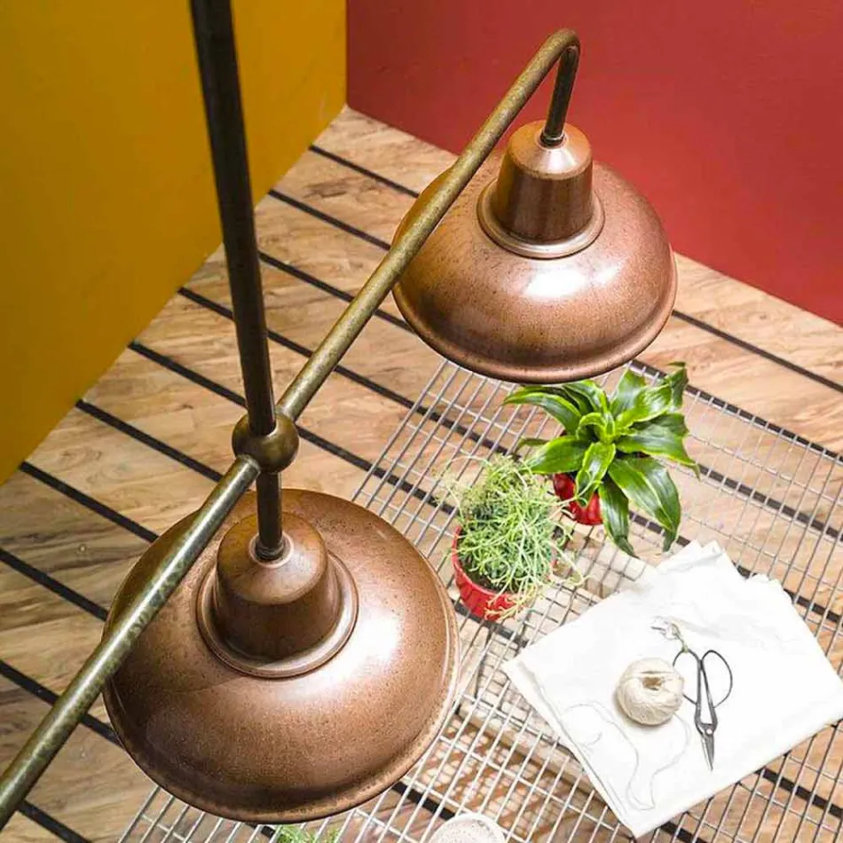 Lámpara de araña de 3 luces de diseño vintage de cobre y latón - Contrada by Il Fanale Viadurini