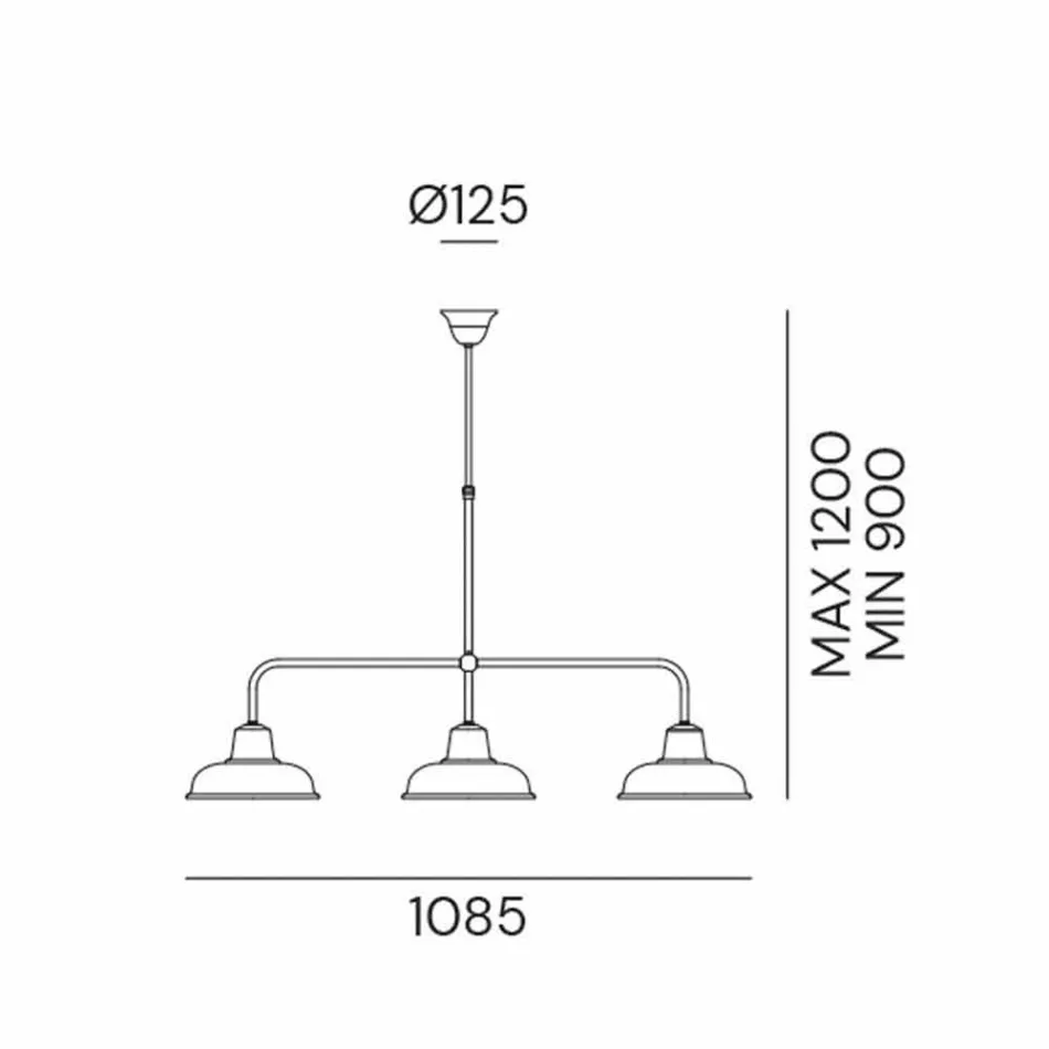 Lámpara de araña de 3 luces de diseño vintage de cobre y latón - Contrada by Il Fanale Viadurini