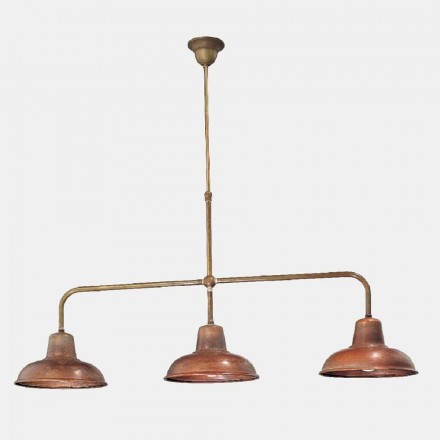 Lámpara de araña de 3 luces de diseño vintage de cobre y latón - Contrada by Il Fanale Viadurini
