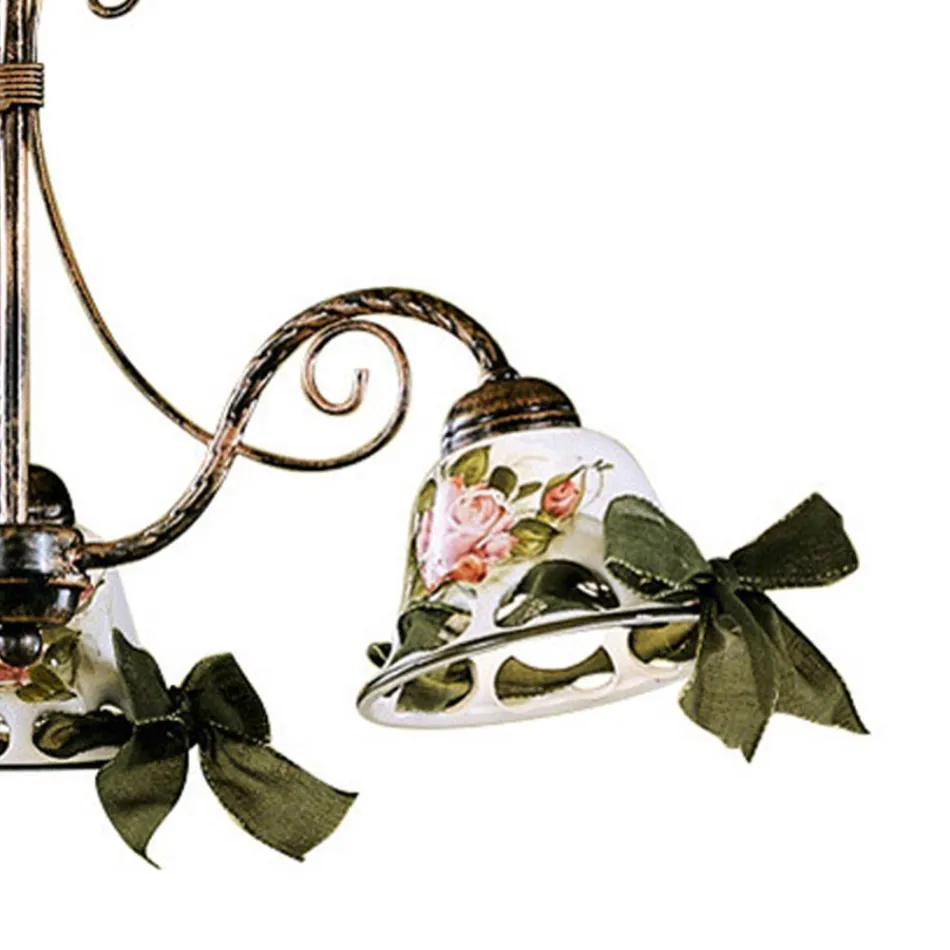 Araña hecha a mano de cerámica de 3 o 5 luces con Passanastri - Nápoles Viadurini