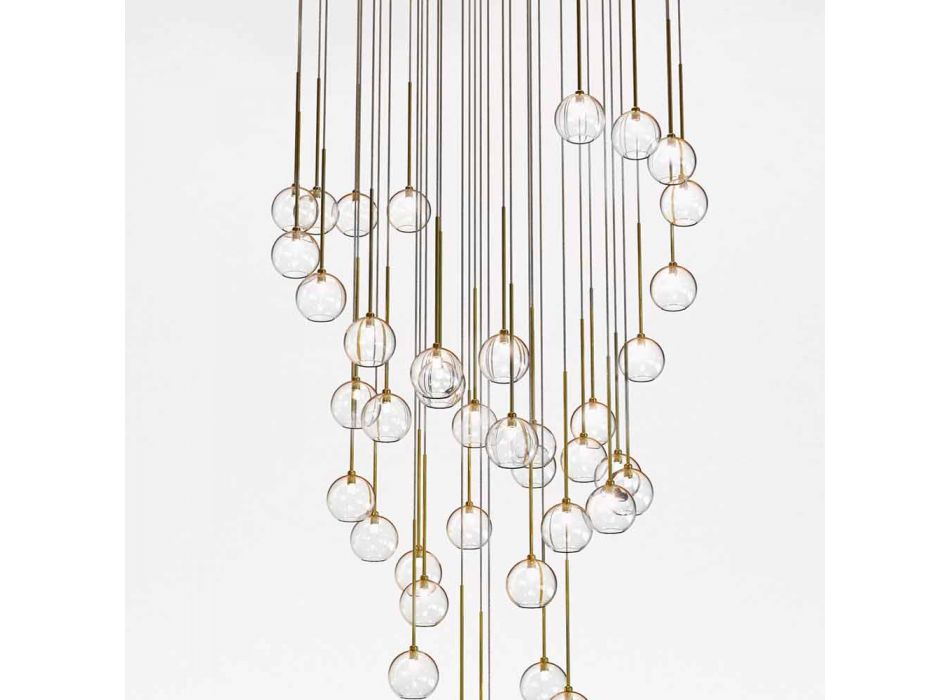 Lámpara de araña de 40 luces en latón pulido y vidrio Made in Italy, lujo - Selene Viadurini