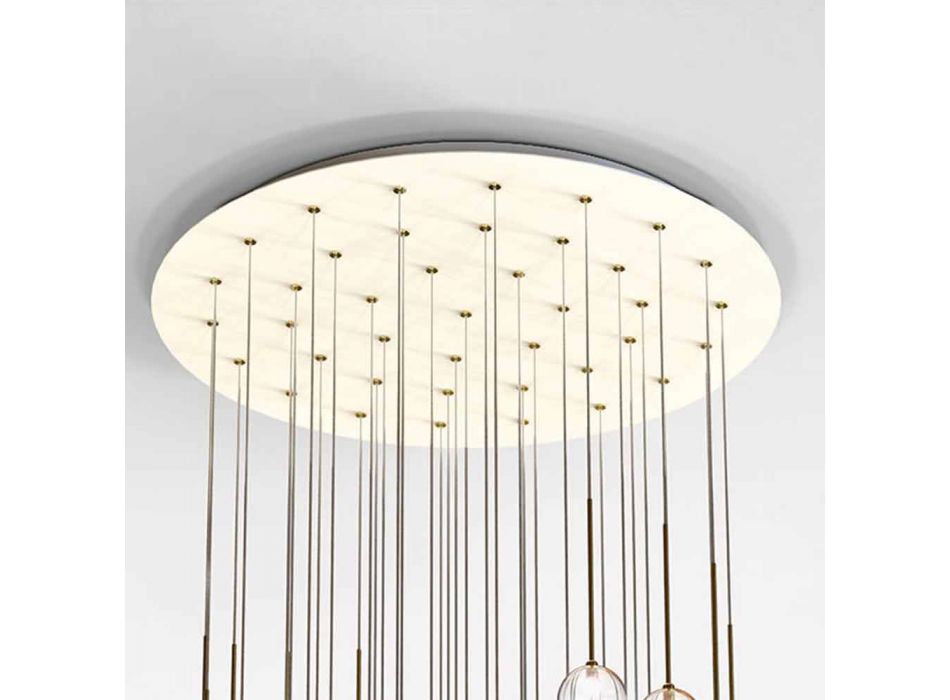 Lámpara de araña de 40 luces en latón pulido y vidrio Made in Italy, lujo - Selene Viadurini