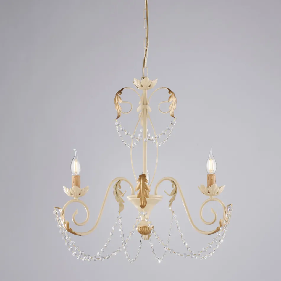 Lámpara de araña de 5 luces en metal y cristal para una iluminación espectacular – Perla Viadurini