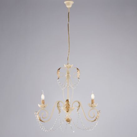 Lámpara de araña de 5 luces en metal y cristal para una iluminación espectacular – Perla Viadurini
