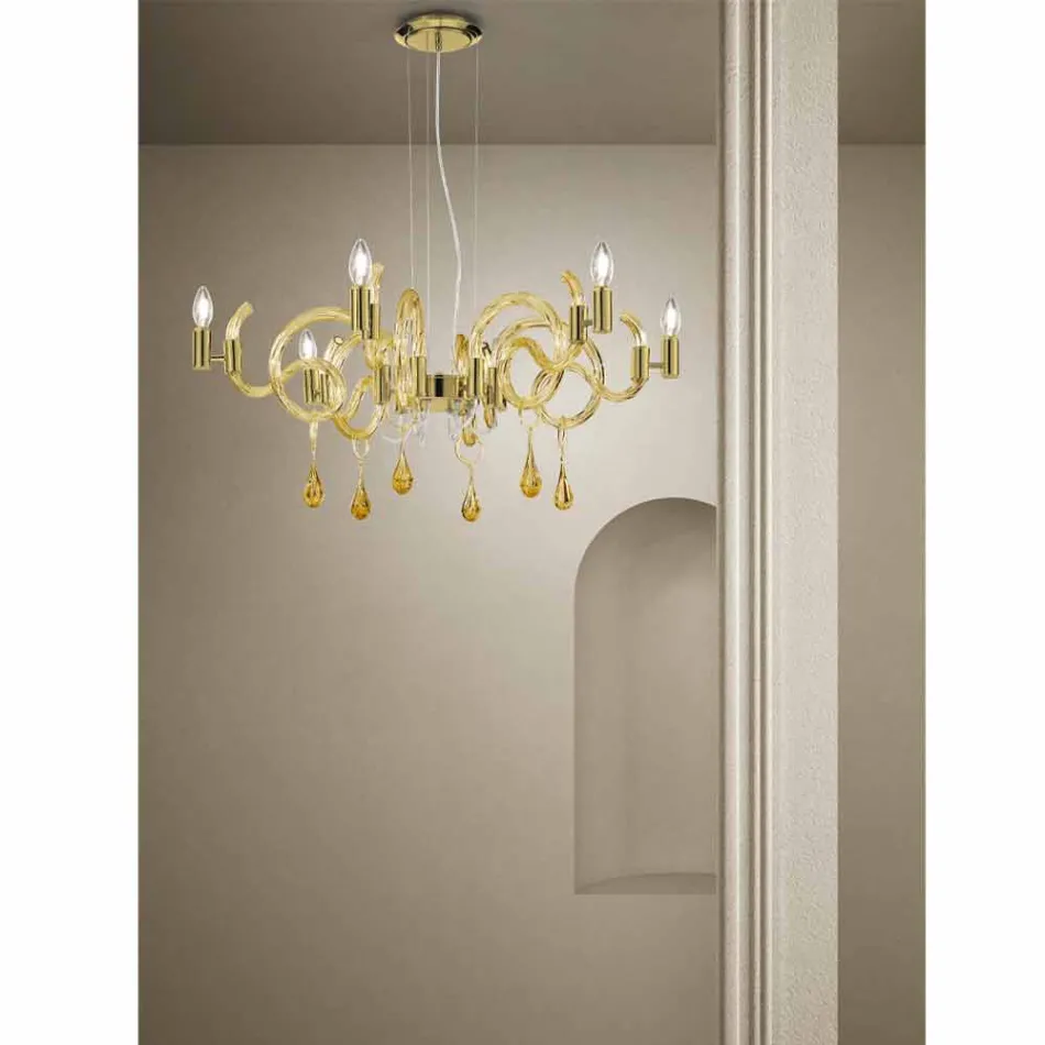 Lámpara de araña de cristal Venecia hecha a mano de 6 luces Made in Italy - Bernadette Viadurini