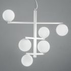 Araña de luces de 6 luces de metal pintado con difusores de vidrio - Lido Viadurini
