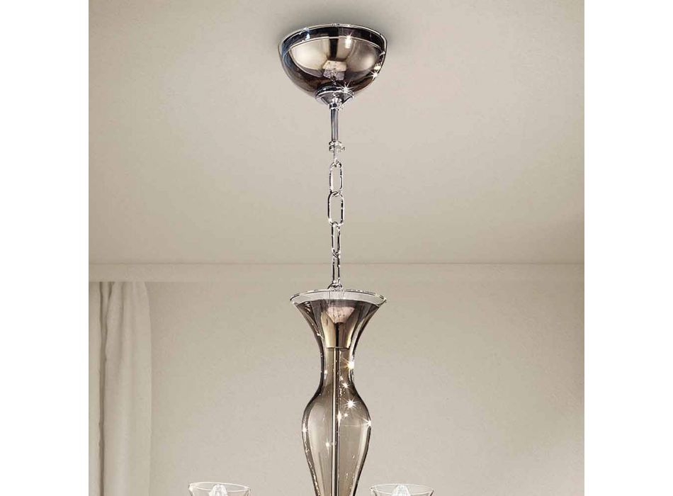 Araña artesanal de 8 luces de vidrio veneciano ahumado Made in Italy - Vittoria Viadurini